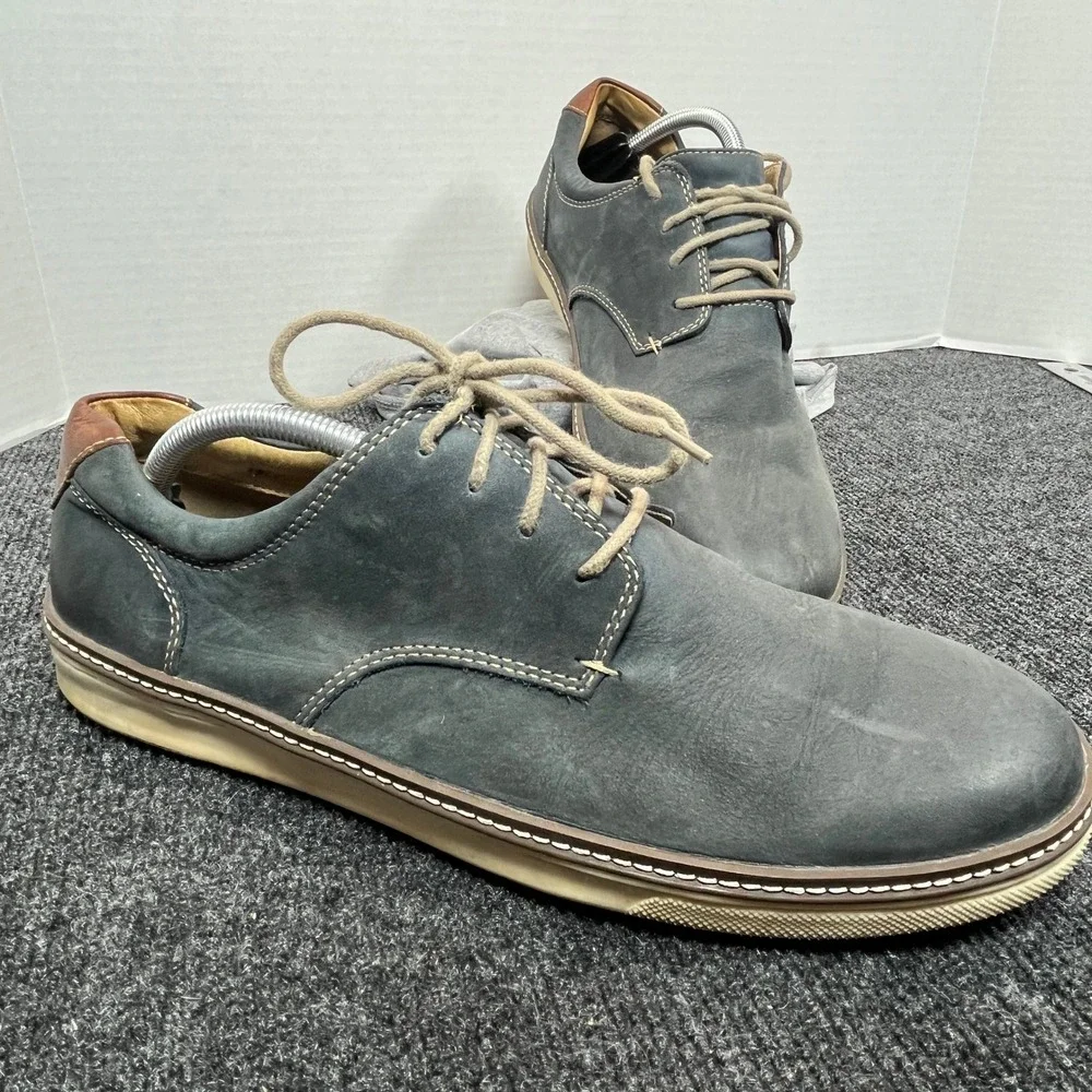 Johnston & Murphy McGuffey Derby Mens 11.5 Blue Nubuck Leather Casual Oxford